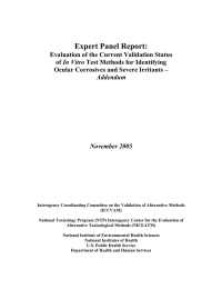 Expert Panel Report: Evaluation of the Current Validation Status In Vitro