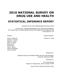 2010 NATIONAL SURVEY ON DRUG USE AND HEALTH STATISTICAL INFERENCE REPORT