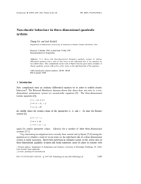 Non-chaotic behaviour in three-dimensional quadratic systems Zhang Fu † and Jack Heidel‡