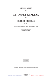 ATTORNEY GENERAL STATE OF MICHIGAN BIENNIAL REPORT of the