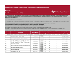 University of Phoenix - Prior Learning Assessment - Corporate Articulation