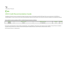 C++ 2015 Credit Recommendation Guide