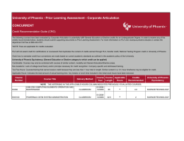 University of Phoenix - Prior Learning Assessment - Corporate Articulation CONCURRENT