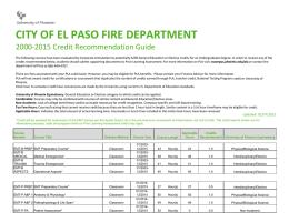 CITY OF EL PASO FIRE DEPARTMENT  2000‐2015 Credit Recommendation Guide