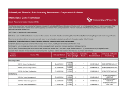 University of Phoenix - Prior Learning Assessment - Corporate Articulation