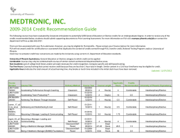 MEDTRONIC, INC. 2009‐2014 Credit Recommendation Guide