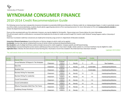 WYNDHAM CONSUMER FINANCE 2010‐2014 Credit Recommendation Guide