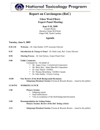 Report on Carcinogens (RoC) Glass Wool Fibers Expert Panel Meeting Agenda