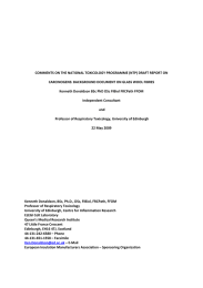   COMMENTS ON THE NATIONAL TOXICOLOGY PROGRAMME (NTP) DRAFT REPORT ON  CARCINOGENS: BACKGROUND DOCUMENT ON GLASS WOOL FIBRES
