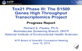 Tox21 Phase III: The S1500 Genes High Throughput Transcriptomics Project Progress Report