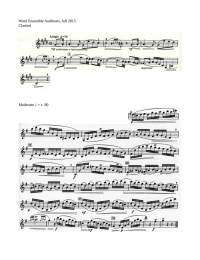 Wind Ensemble Auditions, fall 2015 Clarinet Moderato   = c. 80 ♩
