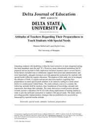 Delta Journal of Education Attitudes of Teachers Regarding Their Preparedness to