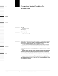 Computing Spatial Qualities For Architecture Sora Key Mark D Gross