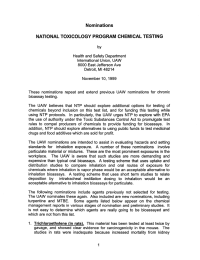 Nominations NATIONAL TOXICOLOGY PROGRAM  CHEMICAL TESTING