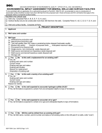 ENVIRONMENTAL IMPACT ASSESSMENT FOR MINERAL WELLS AND SURFACE FACILITIES