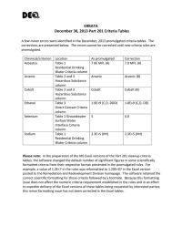 ERRATA December 30, 2013 Part 201 Criteria Tables