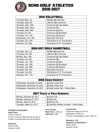 RCMS GIRLS’ ATHLETICS 2016-2017 2016 VOLLEYBALL