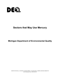 Sectors that May Use Mercury Michigan Department of Environmental Quality