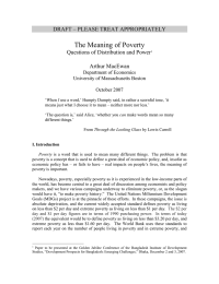 The Meaning of Poverty DRAFT – PLEASE TREAT APPROPRIATELY