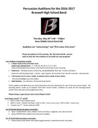 Percussion Auditions for the 2016-2017 Braswell High School Band