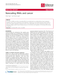 Noncoding RNAs and cancer Open Access Ohad Yogev