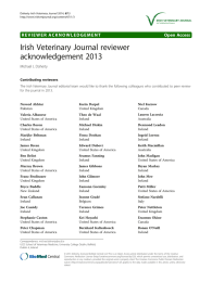 Irish Veterinary Journal reviewer acknowledgement 2013 Open Access