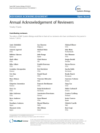 Annual Acknowledgement of Reviewers Open Access Timothy R Sands