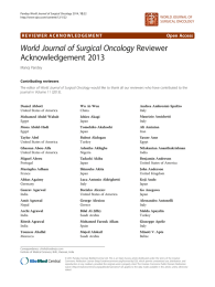 World Journal of Surgical Oncology Reviewer Acknowledgement 2013 Open Access