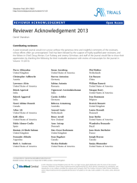 Reviewer Acknowledgement 2013 TRIALS Open Access