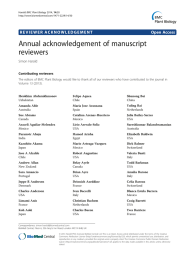 Annual acknowledgement of manuscript reviewers Open Access