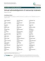 Annual acknowledgement of manuscript reviewers Open Access Magdalena Morawska