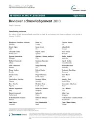 Reviewer acknowledgement 2013 Open Access Peter O'Donovan