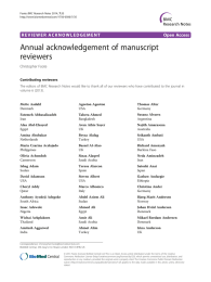 Annual acknowledgement of manuscript reviewers Open Access