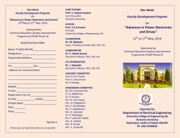 “Advances in Power Electronics and Drives” One Week Faculty Development Program
