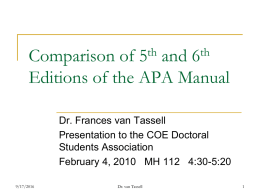 Comparison of 5 and 6 Editions of the APA Manual th