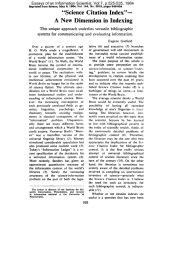 “Science Citation Index”- A New Dimension