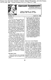 current Comments&rdquo; EUGENE GARFIELD Citation Perspective