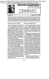 @MFr*ntCommsnts&rdquo; EUGENE GARFIELD The Most-Cited Papers of All Time,