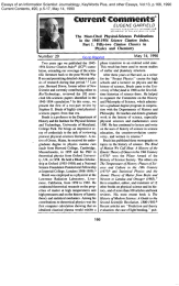 EUGENE GARFIELD Science Citation Index. Citation Classics