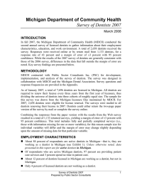 Michigan Department of Community Health Survey of Dentists 2007 March 2008 INTRODUCTION