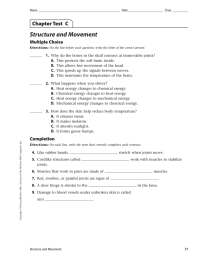 Structure and Movement Chapter Test  C Multiple Choice 1.