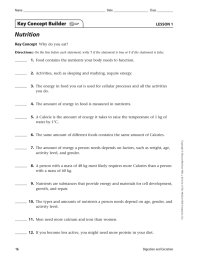 Nutrition Key Concept Builder LESSON 1 Key Concept