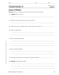 Cycles of Matter Content Practice  B LESSON 2 1.