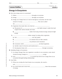 Energy in Ecosystems A. 1. 2.