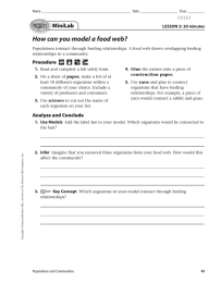 How can you model a food web? MiniLab LESSON 3: 20 minutes C21L3