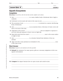 Aquatic Ecosystems Completion 1. 2.