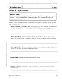 Levels of Organization School to Home Did you know? LESSON 2