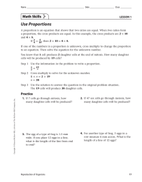 Use Proportions Math Skills LESSON 1