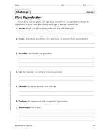 Plant Reproduction Challenge LESSON 2