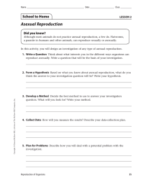 Asexual Reproduction School to Home Did you know? LESSON 2